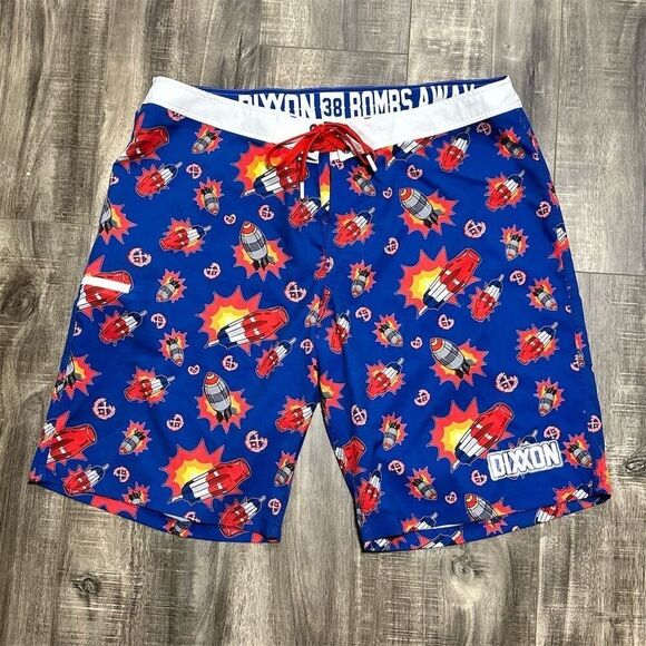 Dixxon Men's Boardshorts Size 38 Blue Rocket Bomb Swim Trunks - Picture 1 of 6